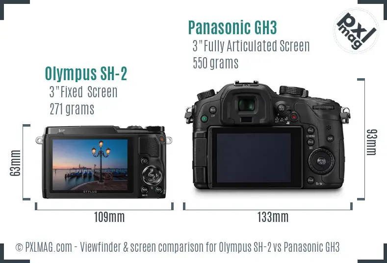 Olympus SH-2 vs Panasonic GH3 Screen and Viewfinder comparison