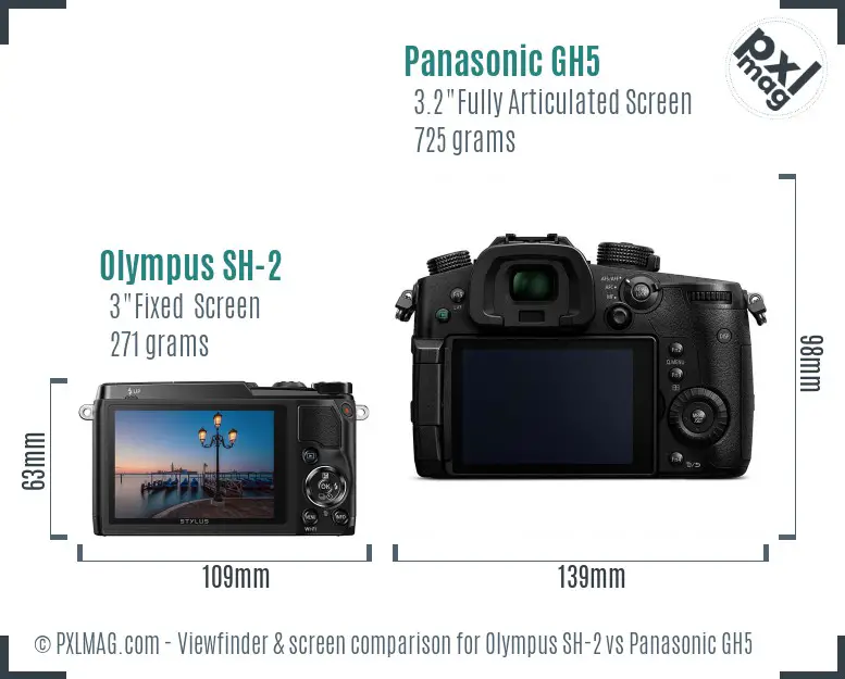 Olympus SH-2 vs Panasonic GH5 Screen and Viewfinder comparison