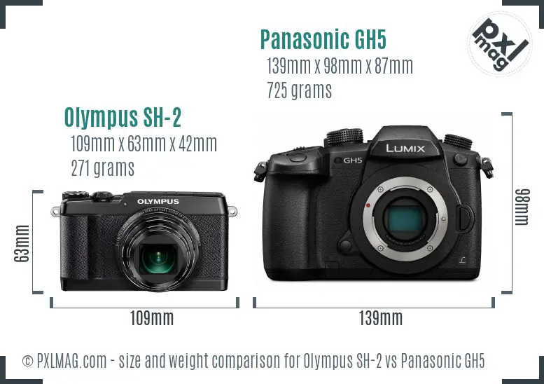 Olympus SH-2 vs Panasonic GH5 size comparison