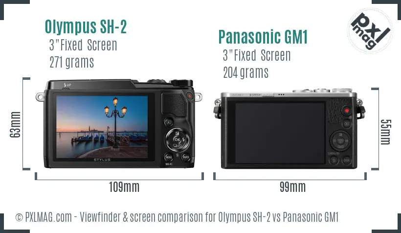 Olympus SH-2 vs Panasonic GM1 Screen and Viewfinder comparison
