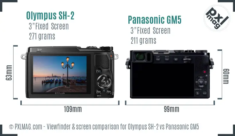 Olympus SH-2 vs Panasonic GM5 Screen and Viewfinder comparison