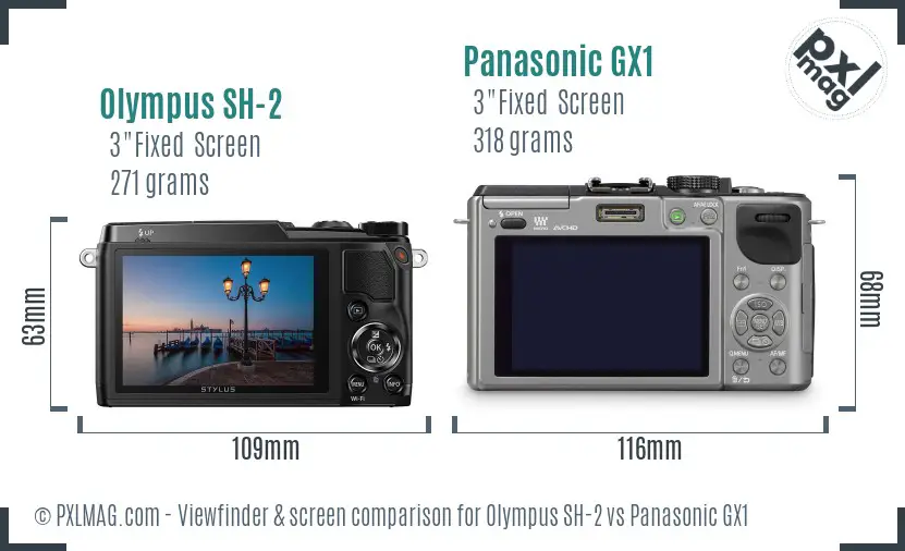 Olympus SH-2 vs Panasonic GX1 Screen and Viewfinder comparison