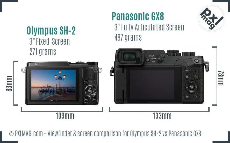 Olympus SH-2 vs Panasonic GX8 Screen and Viewfinder comparison