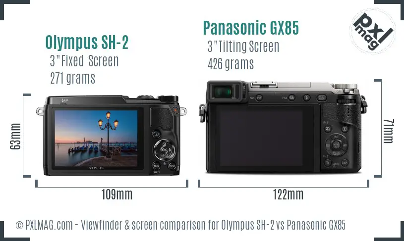Olympus SH-2 vs Panasonic GX85 Screen and Viewfinder comparison