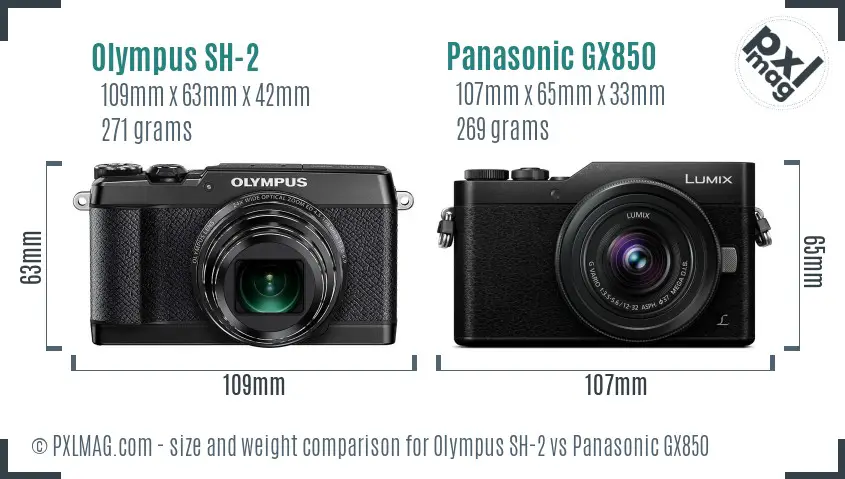 Olympus SH-2 vs Panasonic GX850 size comparison