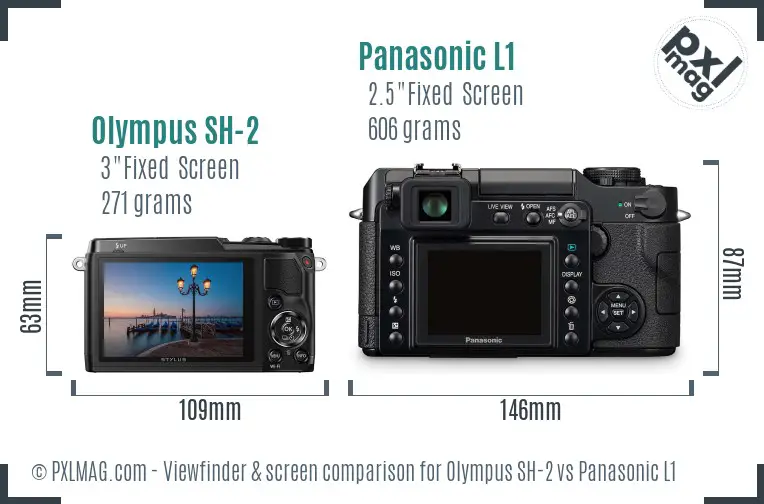 Olympus SH-2 vs Panasonic L1 Screen and Viewfinder comparison