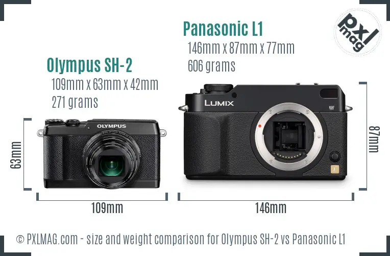 Olympus SH-2 vs Panasonic L1 size comparison