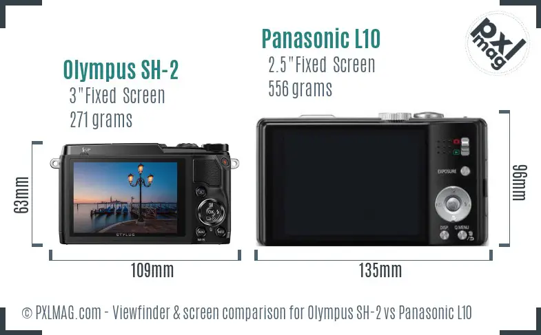 Olympus SH-2 vs Panasonic L10 Screen and Viewfinder comparison