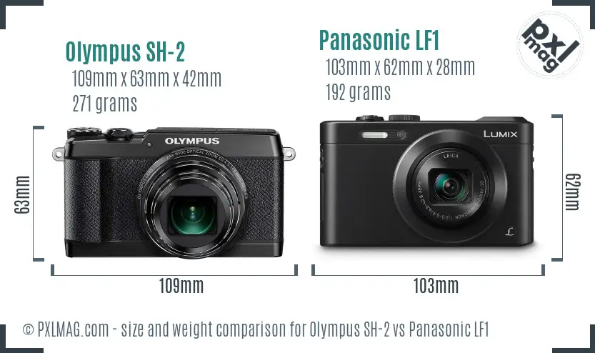 Olympus SH-2 vs Panasonic LF1 size comparison