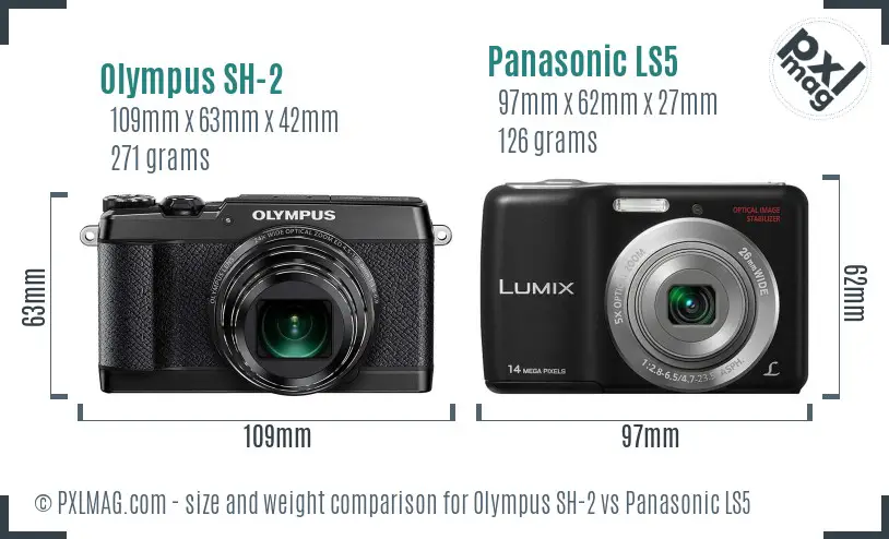 Olympus SH-2 vs Panasonic LS5 size comparison