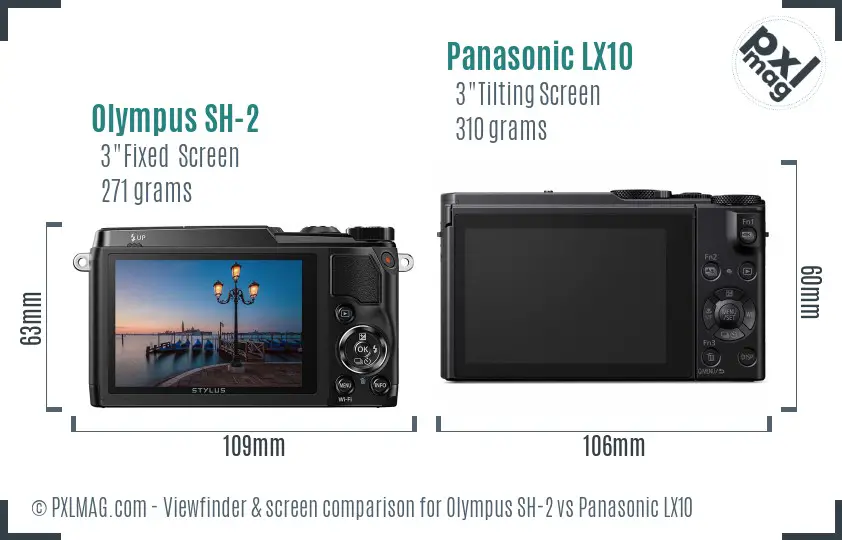 Olympus SH-2 vs Panasonic LX10 Screen and Viewfinder comparison