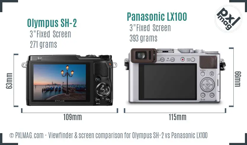 Olympus SH-2 vs Panasonic LX100 Screen and Viewfinder comparison