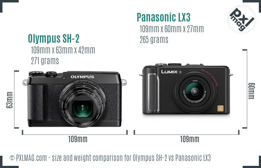 Olympus SH-2 vs Panasonic LX3 size comparison