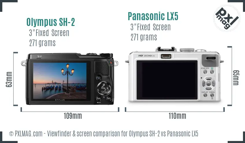 Olympus SH-2 vs Panasonic LX5 Screen and Viewfinder comparison