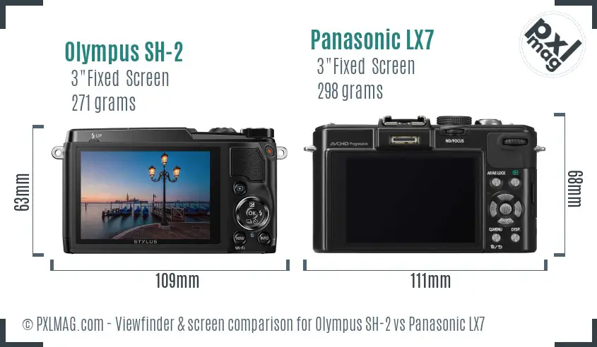 Olympus SH-2 vs Panasonic LX7 Screen and Viewfinder comparison