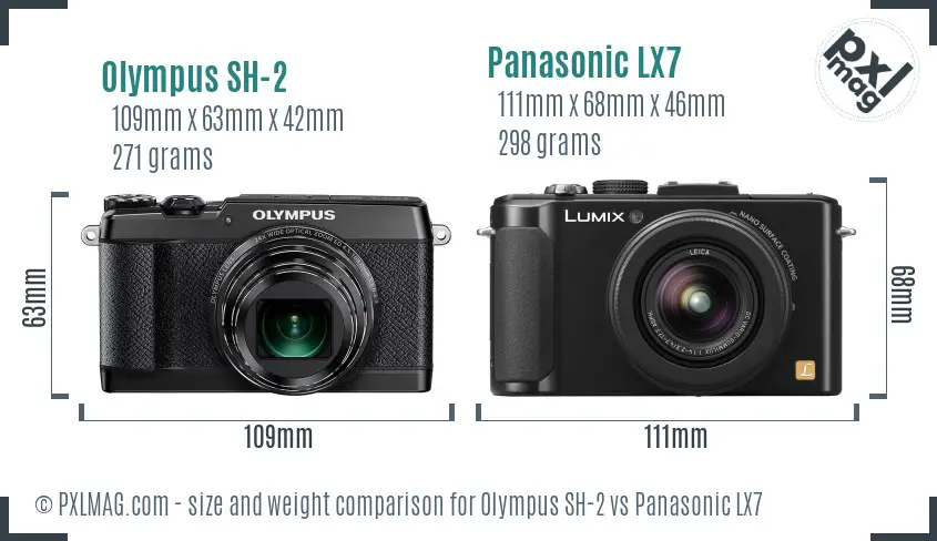 Olympus SH-2 vs Panasonic LX7 size comparison