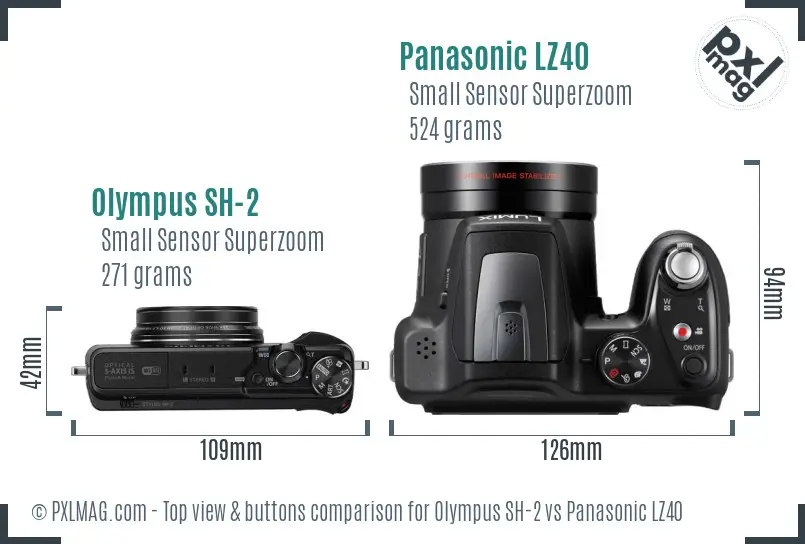 Olympus SH-2 vs Panasonic LZ40 top view buttons comparison
