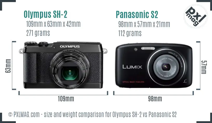 Olympus SH-2 vs Panasonic S2 size comparison