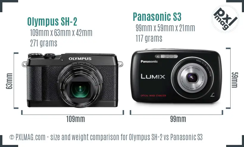 Olympus SH-2 vs Panasonic S3 size comparison
