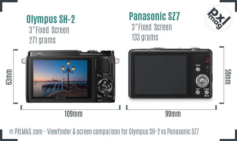 Olympus SH-2 vs Panasonic SZ7 Screen and Viewfinder comparison