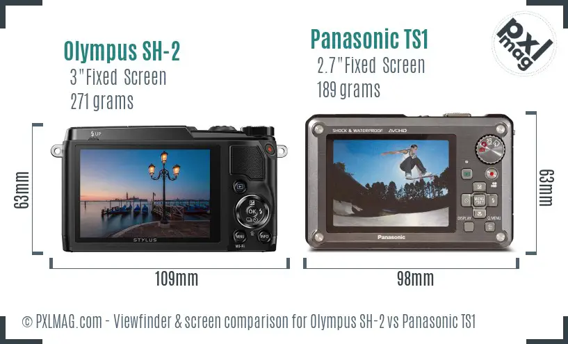 Olympus SH-2 vs Panasonic TS1 Screen and Viewfinder comparison
