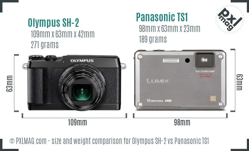 Olympus SH-2 vs Panasonic TS1 size comparison