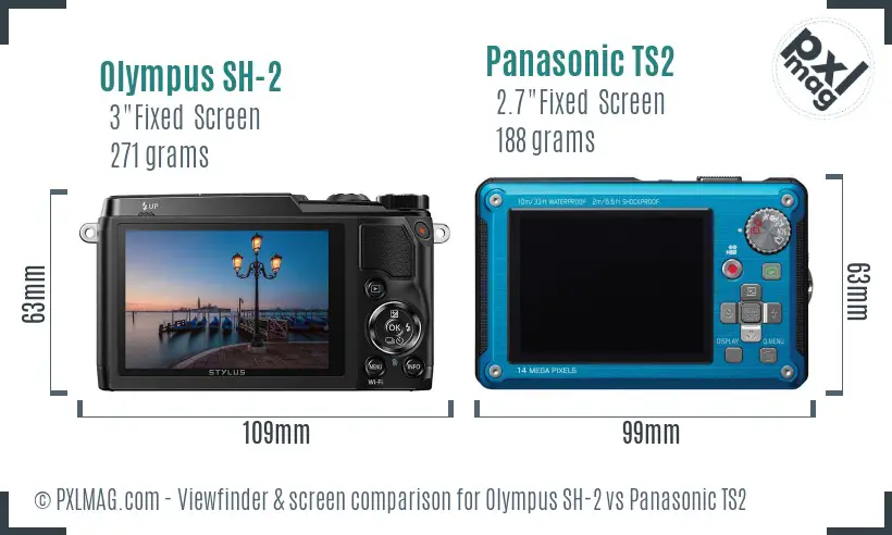 Olympus SH-2 vs Panasonic TS2 Screen and Viewfinder comparison