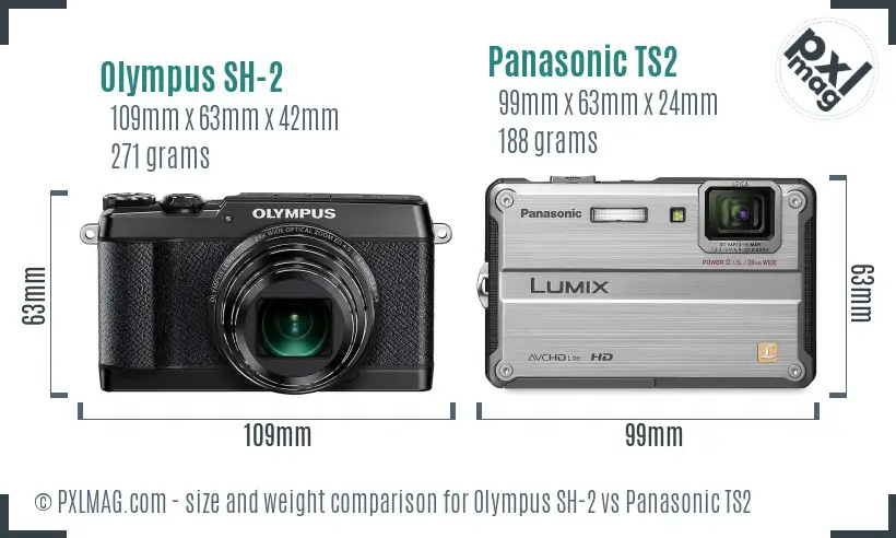 Olympus SH-2 vs Panasonic TS2 size comparison