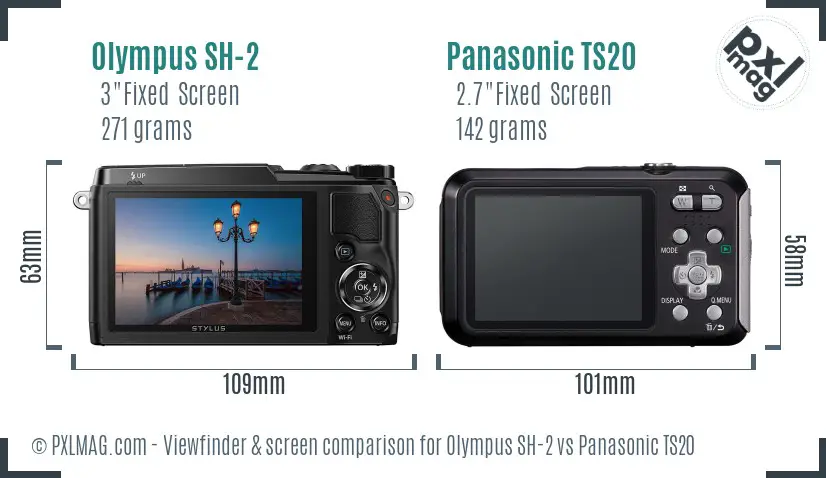 Olympus SH-2 vs Panasonic TS20 Screen and Viewfinder comparison