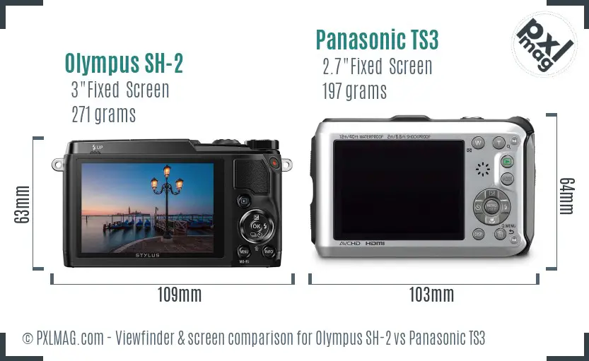 Olympus SH-2 vs Panasonic TS3 Screen and Viewfinder comparison