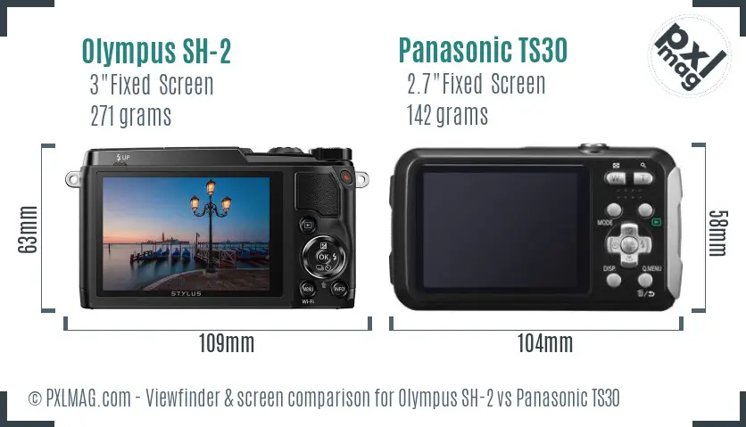 Olympus SH-2 vs Panasonic TS30 Screen and Viewfinder comparison