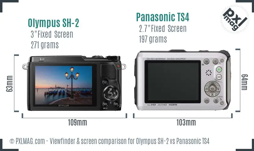 Olympus SH-2 vs Panasonic TS4 Screen and Viewfinder comparison