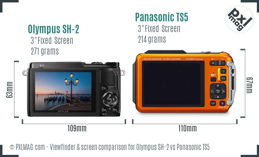 Olympus SH-2 vs Panasonic TS5 Screen and Viewfinder comparison