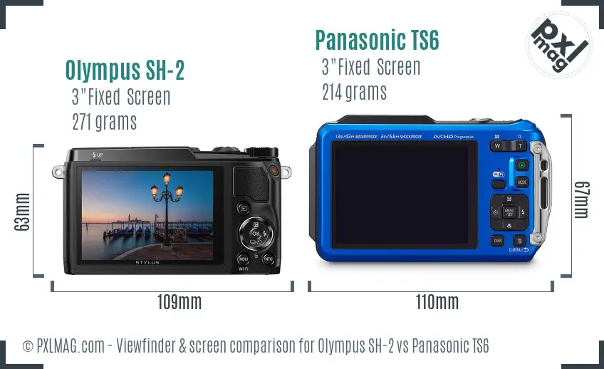 Olympus SH-2 vs Panasonic TS6 Screen and Viewfinder comparison