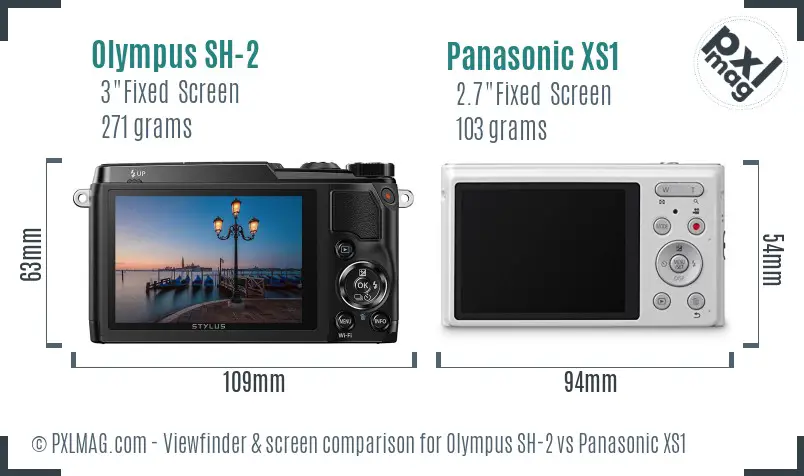 Olympus SH-2 vs Panasonic XS1 Screen and Viewfinder comparison
