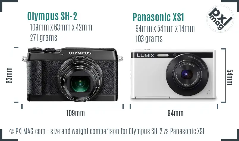 Olympus SH-2 vs Panasonic XS1 size comparison