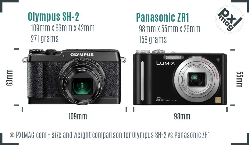 Olympus SH-2 vs Panasonic ZR1 size comparison