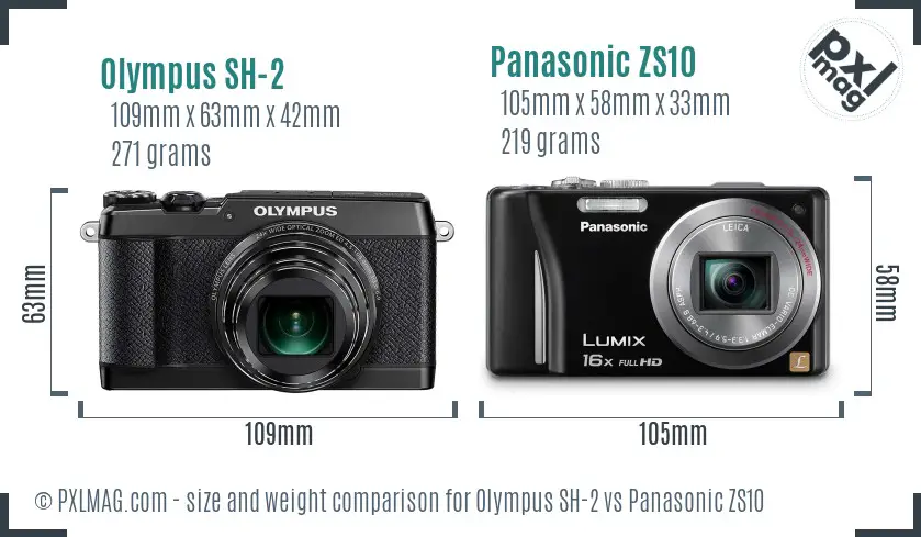 Olympus SH-2 vs Panasonic ZS10 size comparison