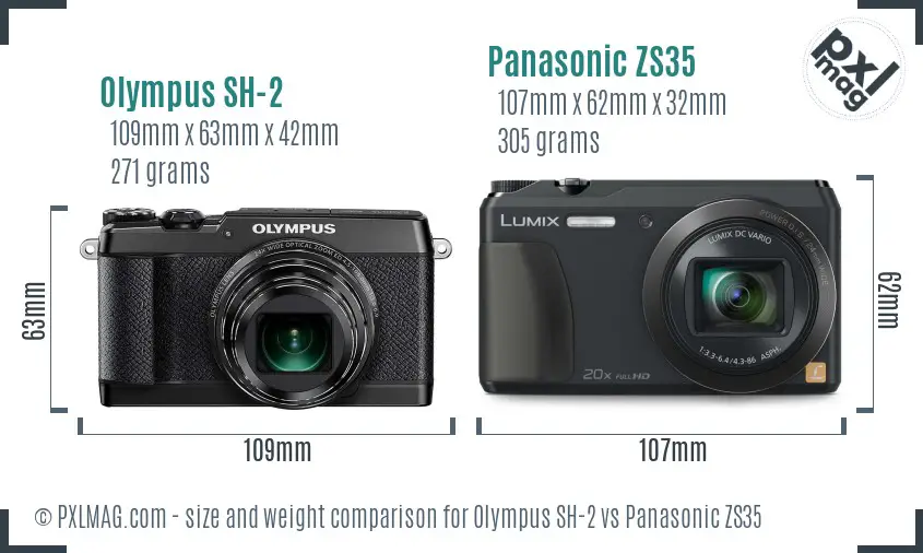Olympus SH-2 vs Panasonic ZS35 size comparison