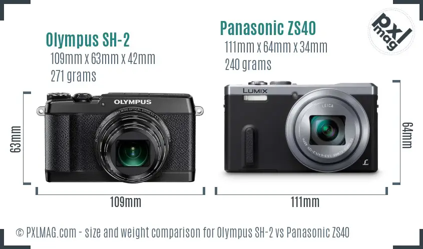 Olympus SH-2 vs Panasonic ZS40 size comparison