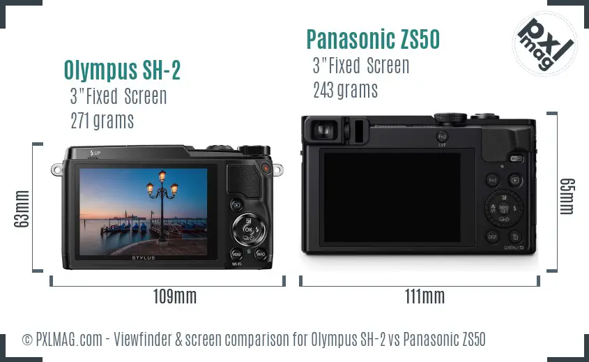 Olympus SH-2 vs Panasonic ZS50 Screen and Viewfinder comparison