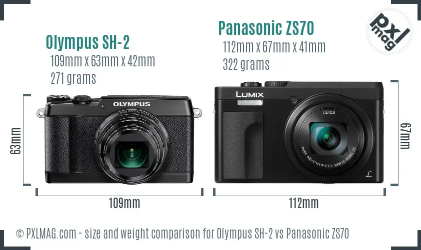 Olympus SH-2 vs Panasonic ZS70 size comparison