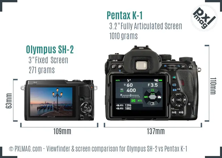 Olympus SH-2 vs Pentax K-1 Screen and Viewfinder comparison