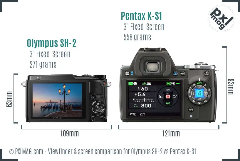 Olympus SH-2 vs Pentax K-S1 Screen and Viewfinder comparison