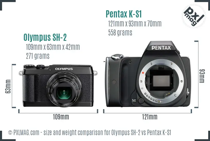 Olympus SH-2 vs Pentax K-S1 size comparison