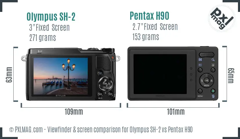 Olympus SH-2 vs Pentax H90 Screen and Viewfinder comparison