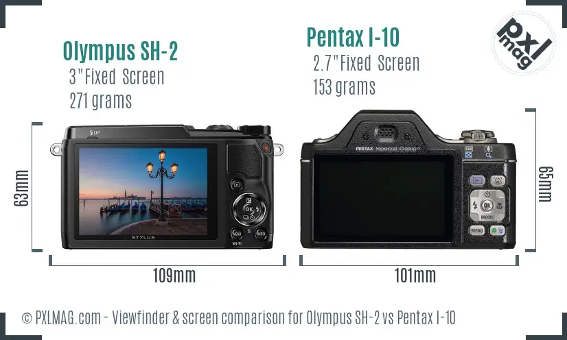 Olympus SH-2 vs Pentax I-10 Screen and Viewfinder comparison