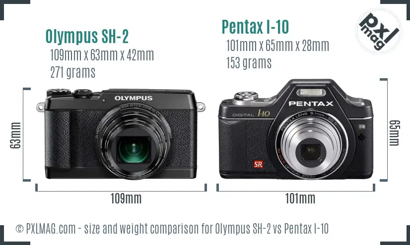 Olympus SH-2 vs Pentax I-10 size comparison