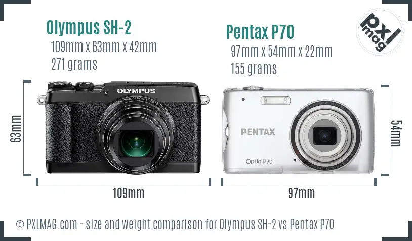 Olympus SH-2 vs Pentax P70 size comparison