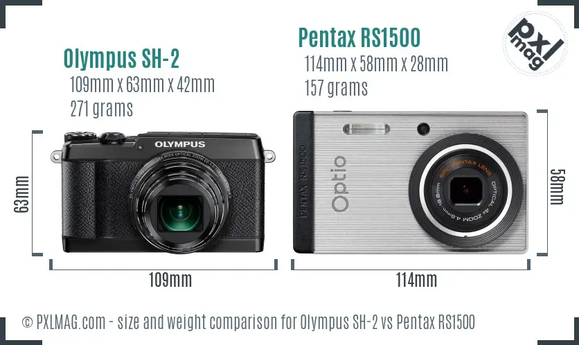 Olympus SH-2 vs Pentax RS1500 size comparison